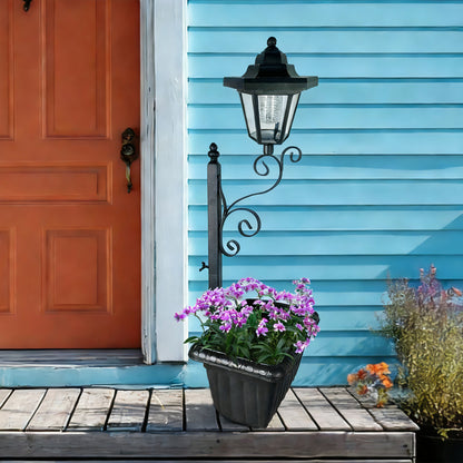 Merryhome 1Pack Solar Lamp Post with Planter,Solar Planter Lights with Ground Stake,IP44 Waterproof Warm White Light,Dusk-to-Dawn Lighting,Decorative Lamp for Lawn Patio Deck Front/Back Door