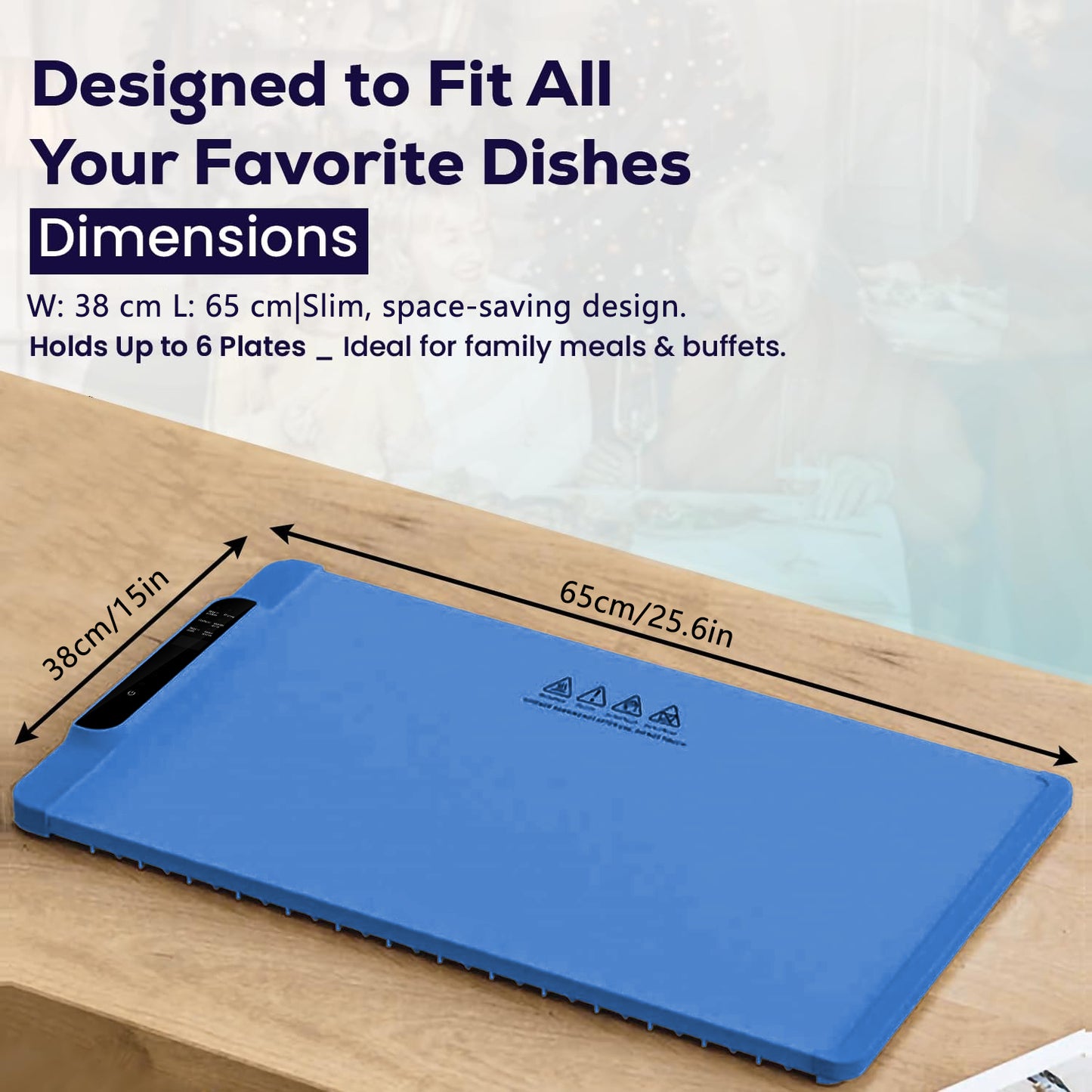 Food Warming Mat with 10 Level Temperature,Warming Mat for Food,Fast Heating Silicone Electric Warming Tray for Party,Family Dinner,Residential,Commercial,Travel（Blue）