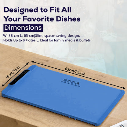 Food Warming Mat with 10 Level Temperature,Warming Mat for Food,Fast Heating Silicone Electric Warming Tray for Party,Family Dinner,Residential,Commercial,Travel（Blue）