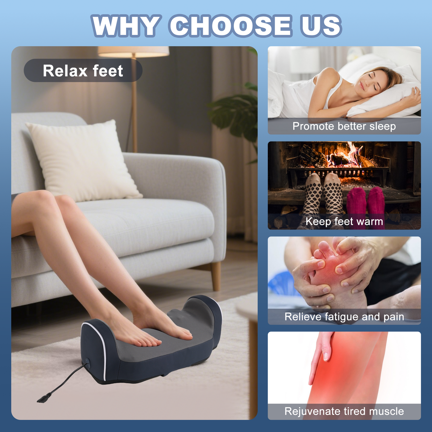 Electric Shiatsu Foot Calf Massager with Heated Kneading Rolling Relaxation Leg Arm Massage Acupuncture Points Multipurpose Gift