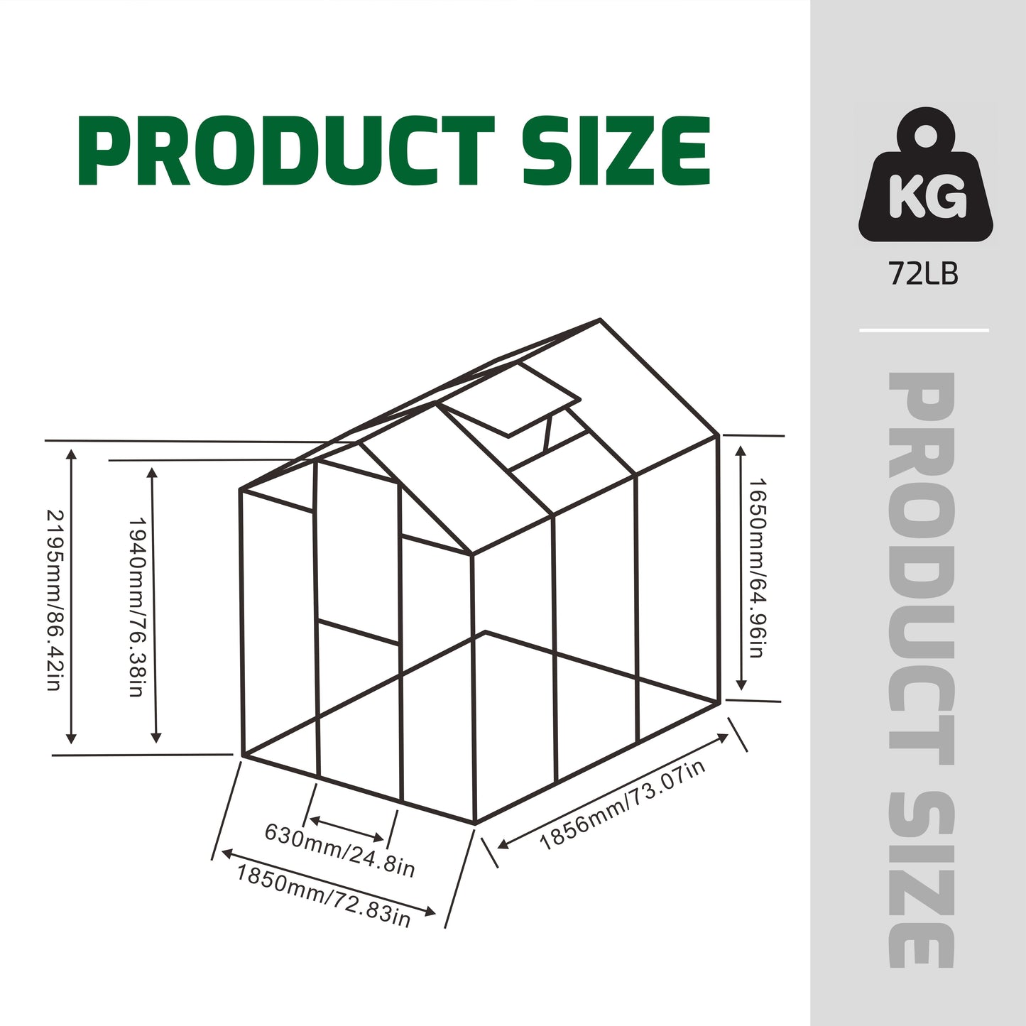 WHATOOK Gain height windproofaluminum greenhouse 6x6 FT Polycarbonate Greenhouse Raised Base and Anchor Aluminum Heavy Duty Walk-in Greenhouses for Outdoor Backyard in All Season