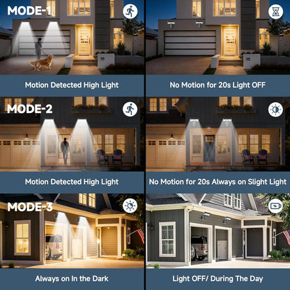 Merryhome Magnetic Solar Lights Outdoor,600LM Solar Motion Sensor Lights Outdoor,3 Modes&92 LEDs,IP65 Waterproof Magnetic Solar Security Light for Wall Patio Backyard Fence Garage Deck (2 Pcs Cold Lights)
