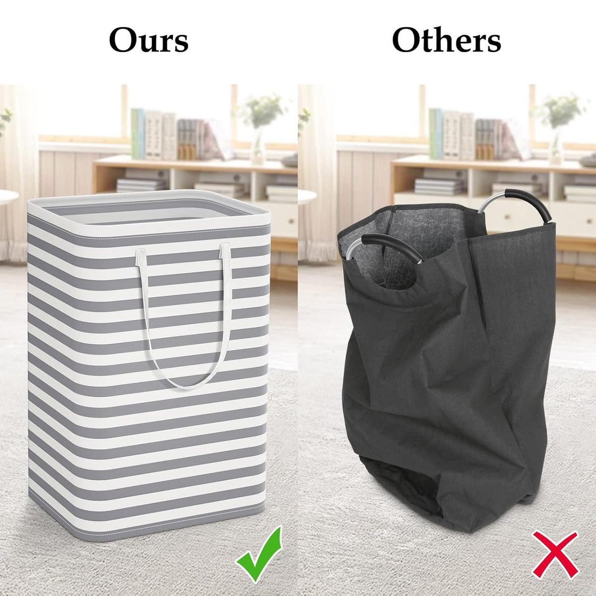 PUCACHI 2 Pack 75L Laundry Hamper Collapsible-Large Laundry Baskets,Freestanding Waterproof Clothes Hamper with Easy Carry Handles in Laundry Room Bedroom Bathroom College Dorm for Adults,Gradient Grey