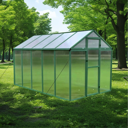 WHATOOK Gain height windproofaluminum greenhouse 6x10 FT Polycarbonate Greenhouse Raised Base and Anchor Aluminum Heavy Duty Walk-in Greenhouses for Outdoor Backyard in All Season