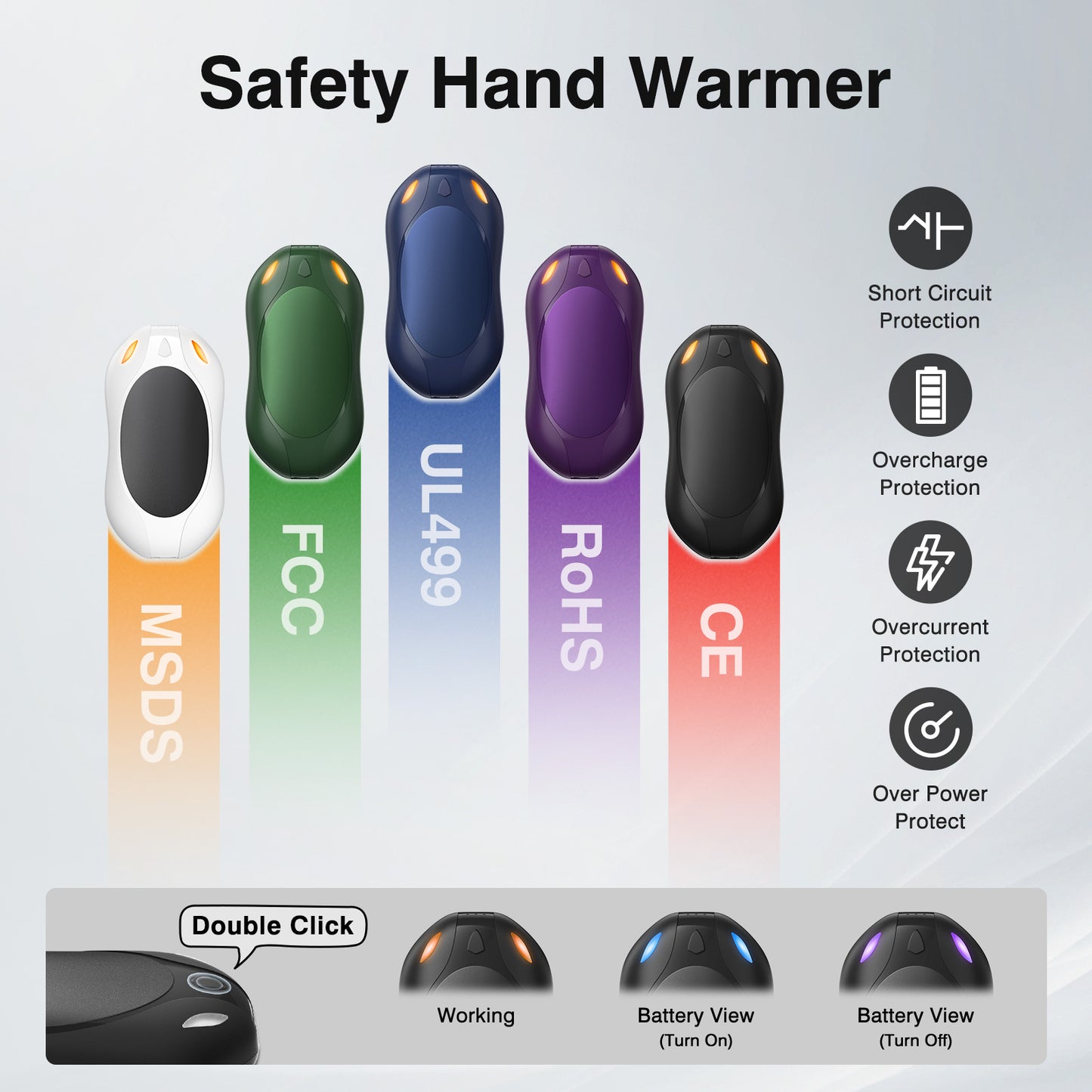 2 in 1 Magnetic Rechargeable Hand Warmers, Electric Portable Pocketed Handwarmers, 3 Heat Settings for Heat Therapy , Hunting, Outdoor Activity , Women Mens Gifts, Black