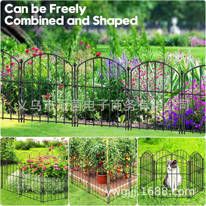 Garden Fence , 10 Pack Rustproof Metal No Dig Fence Animal Barrier for Dog, Arched Flower Bed Edging Ornamental Wire Border Panel Fencing for Yard Patio Outdoor Decor-B