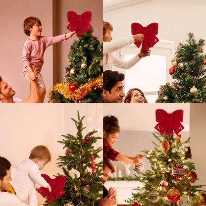 Christmas Tree Toppers Lighted, Christmas Butterfly Tree Topper with Built-in LED Rotating Lights, 3D Glitter Projection for Xmas Party Holiday Decorations
