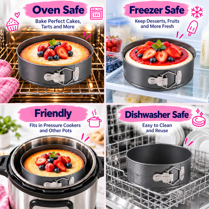 Cake Pan Set of 4, 5/5.5/6/7inch , Non-Stick Leak-Proof Cheesecake Pan for Baking, Black