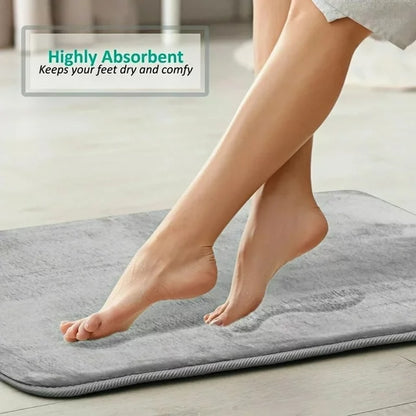 Memory Foam 3 PC Bathroom Rug Absorbent Bath Mat Set Small Large and Contour Rug