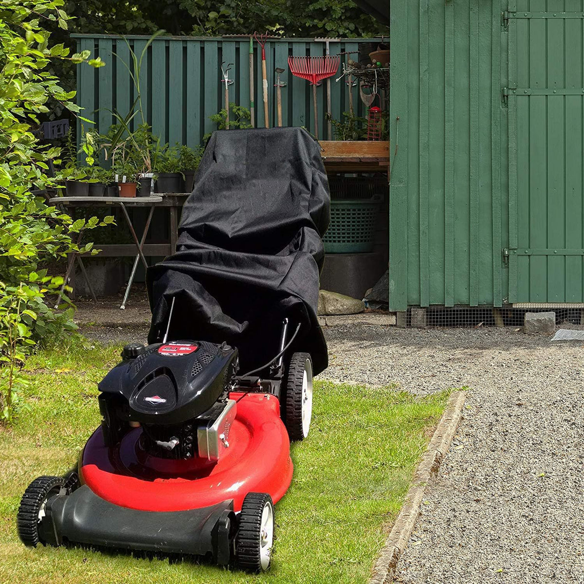 Merryhome Push Mower Cover,Lawn Mower Cover,420D Heavy Duty Polyester Oxford (74"*25"*39") Universal Walk-Behind Push Mower Cover Waterproof and UV Protection(Black)