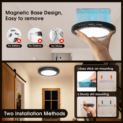 Merryhome Rechargeable Ceiling Light with Remote, 7 Inch Motion Sensor Ceiling Light, Wireless Indoor Light for Closet, Hallway, Stairway, Bathroom