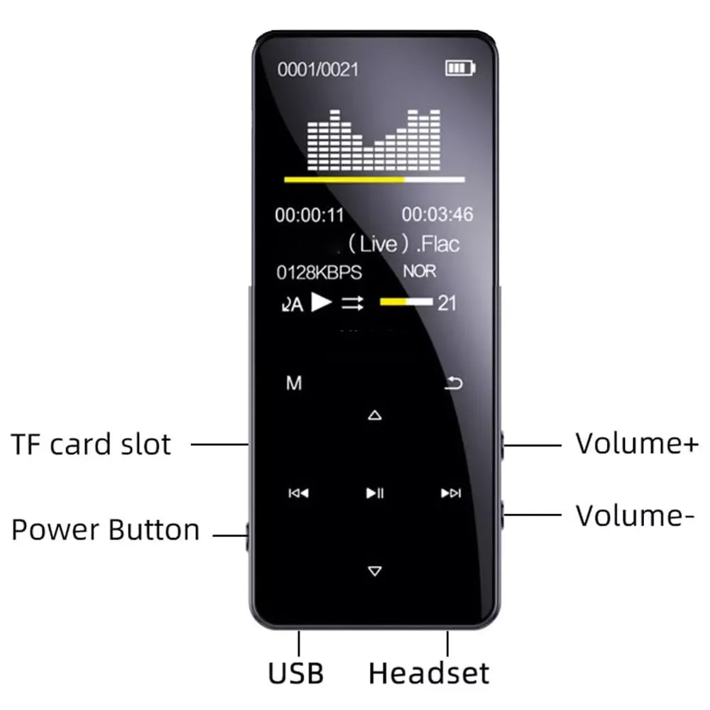64GB Mp3 Player with Bluetooth 5.0 - Portable Digital Lossless Music MP3 MP4 Player with FM Radio HD Speaker