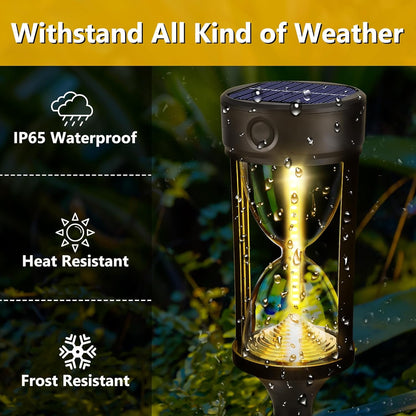 Kidsjoy 4 Pack Solar Pathway Lights Outdoor, Hourglass Design Solar Lights Waterproof, Auto On/Off Warm LED Garden Lights for Walkway, Yard, Patio, Lawn Decor
