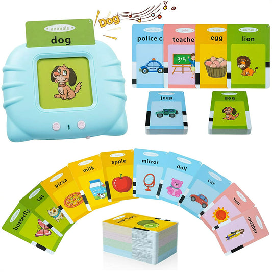 Kidsjoy Talking Flash Cards Learning Toys for 1-6 Years Old Boys Girls, Educational Toddlers Toys for Kids,Speech Therapy Toys Autism Toys Christmas Birthday Gifts for Toddler Boys Girls (Blue)
