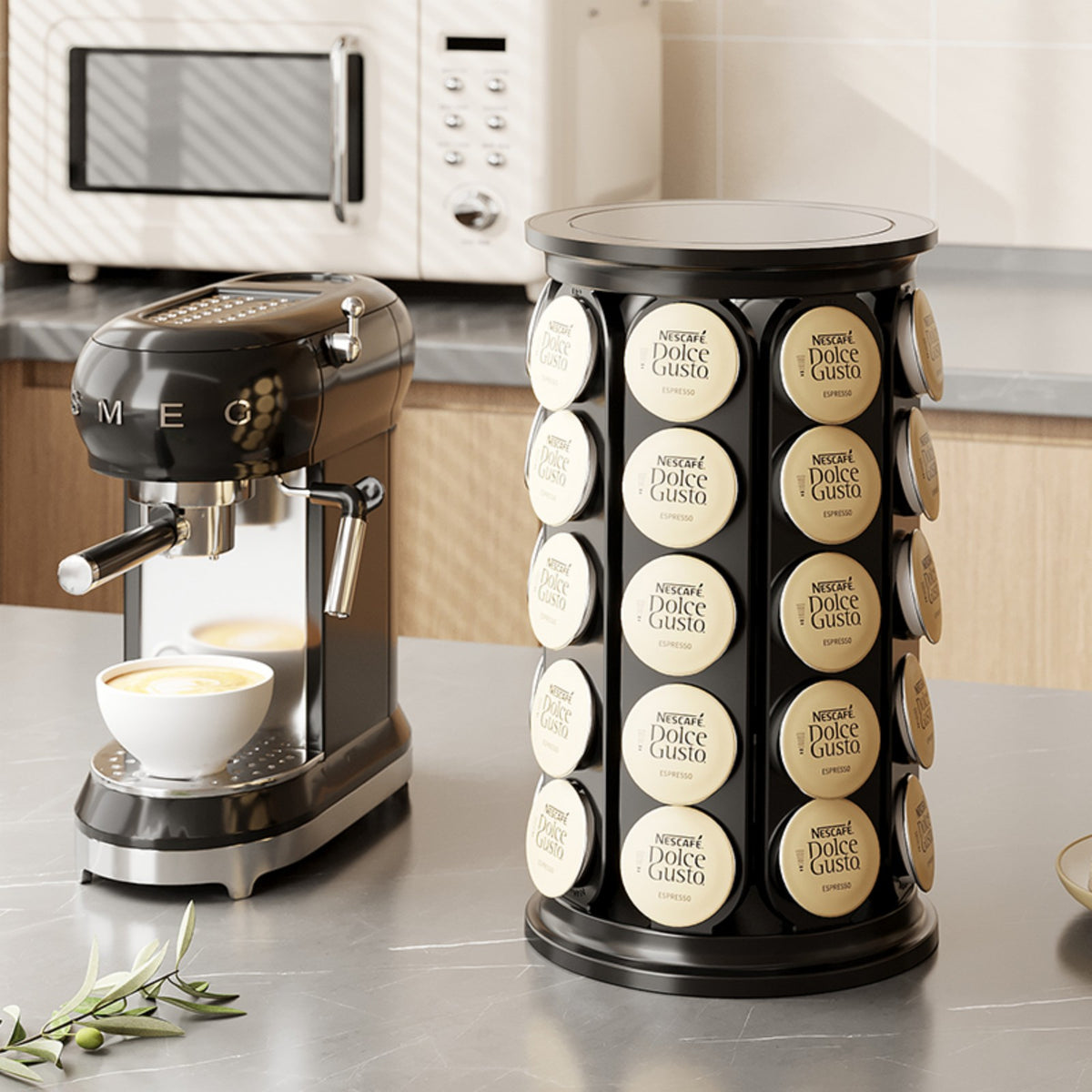 Hoofun K Cup Holder – Compatible with K-Cups, Coffee Pod Carousel, 40 K Cup Holder, Spins 360-Degrees, Home or Office Kitchen Counter Organizer, Black