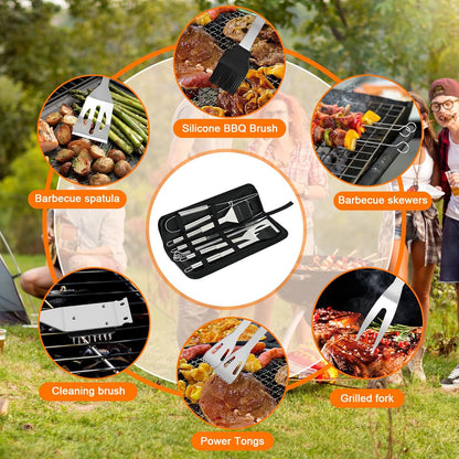 21Pcs Stainless Steel Complete Grill Tool Set,Barbecue Accessories Kit with Carry Bag,Professional BBQ Grill Utensils Set for Outdoor Camping Grilling,Dad Gifts for Father's Day Grilling Gifts