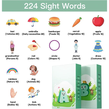 Toddler Learning Toys for 2 3 4 5 Years Old Boy & Girl, Talking Flash Cards Toys, Pocket Speech Therapy Autism Sensory Toys, Educational Montessori Toys for Birthday Gifts 224 Sight Words, Blue