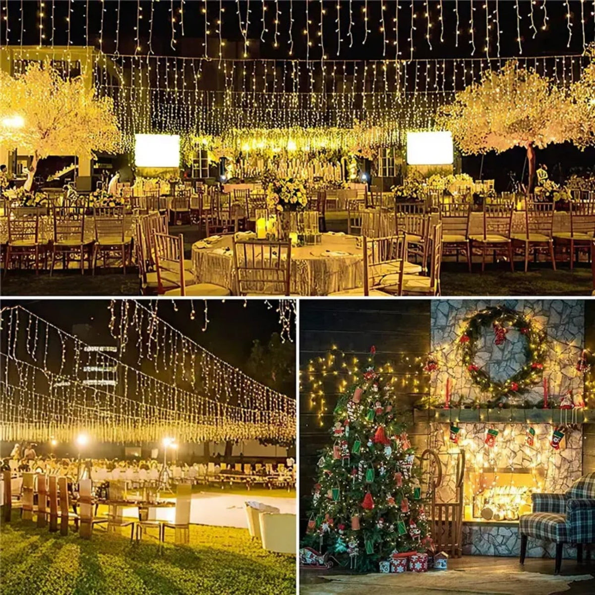Merryhome Solar Waterfall Curtain Light, 256 Warm White LEDs Remote Control for Outdoor Garden, Patio, Courtyard & Xmas