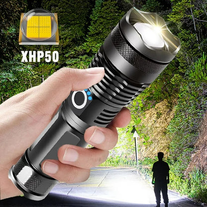 Kidsjoy Rechargeable LED Flashlight, 90000 High Lumens Powerful Super Bright Tactical Flashlight Zoomable Torch for Emergencies, Outdoor,Home, Camping