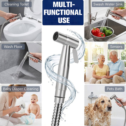 Merryhome Handheld Bidet Sprayer for Toilet, Stainless Steel Bidet Attachment with Adjustable Pressure, Cloth Diaper Sprayer and Feminine Wash