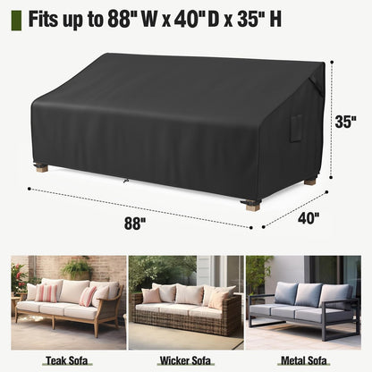 PUCACHI Patio Loveseat Cover, Waterproof Patio Furniture Cover, Maximum Size 83W x 39D x 28H Inches, With Vents and Handles, Black