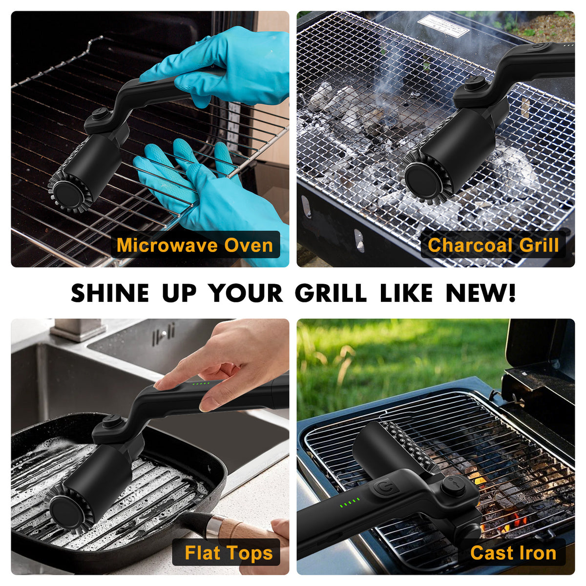 Merryhome Electric Grill Brush,3-Speed Settings Cordless BBQ Grill Brush,180° Adjustable Head,90 Mins Grill Cleaner for BBQ Grates,Griddles & Smokers,No Bristle Shedding Father's Day Gift