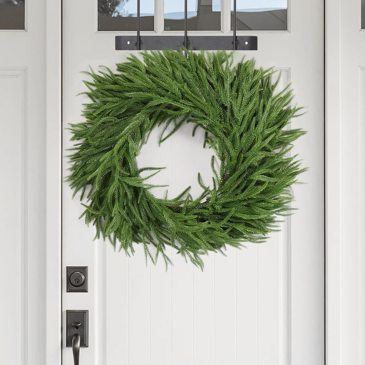 PUCACHI 2 Pcs 6 Ft Christmas Garland,Artificial Norfolk Pine Garlands with 40 LED Lights,Artificial Greenery Garland for Table,Mantle,Window,Indoor,Outdoor Christmas Decorations（Green）