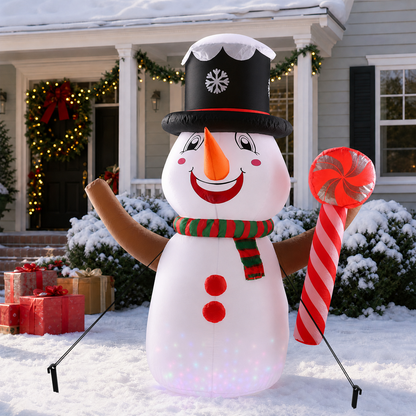 6Ft Christmas Inflatables Snowman Outdoor Decorations, Blow up Snow Man Yard Decor Built-in Bright LED Light Wear Magic Hat, Holiday for Garden Patio Lawn Party Xmas Gifts