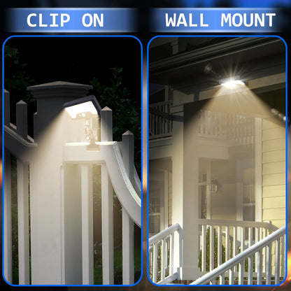 Merryhome Solar Clip-on Lights with Motion Sensor,3-Mode,360 Degree Rotation,92 LEDs,600Lm Dual Charging,Waterproof Solar Fence Lights for Patio,Camp,Wall,Camping (2Pcs Warm Lights)
