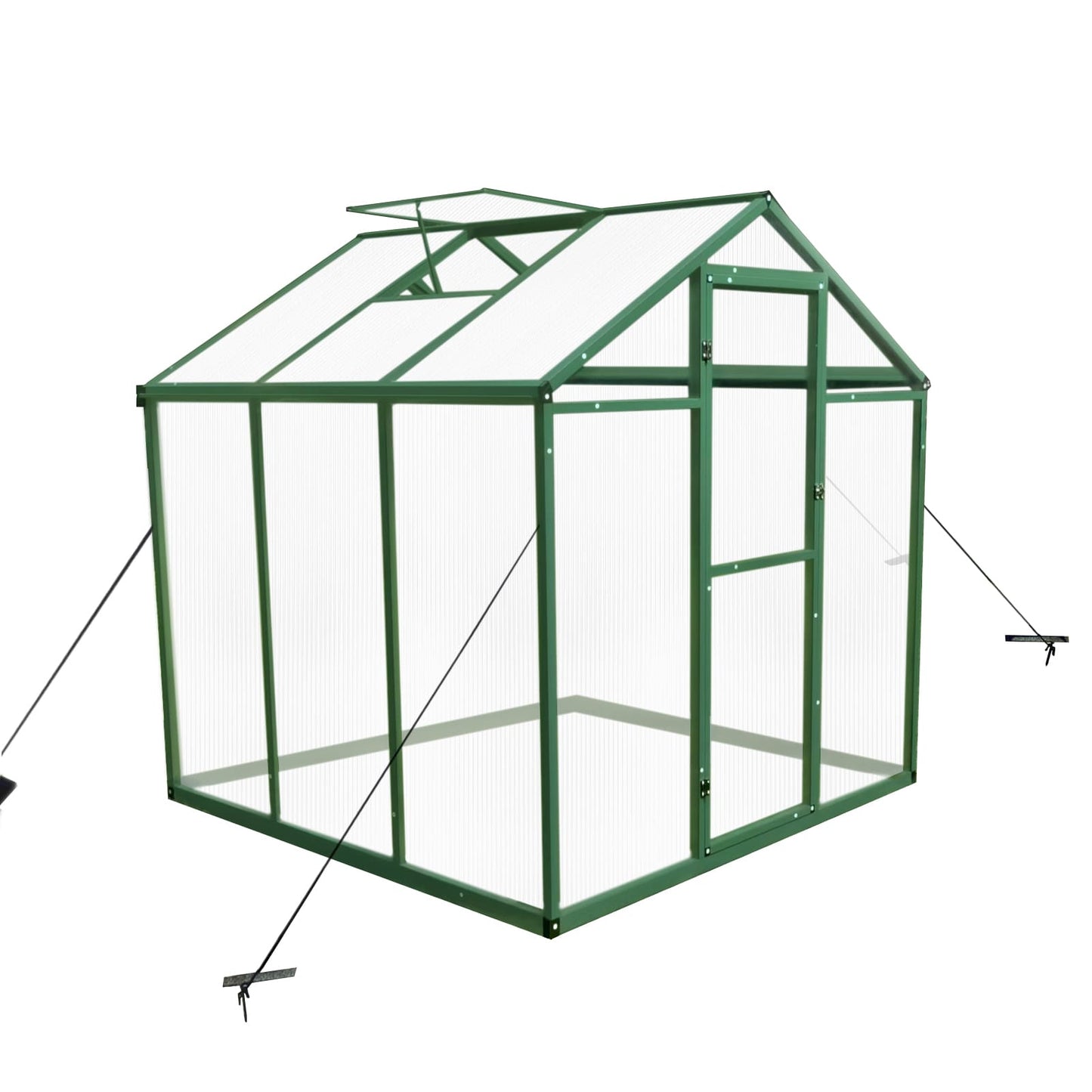 WHATOOK Gain height windproofaluminum greenhouse 6x6 FT Polycarbonate Greenhouse Raised Base and Anchor Aluminum Heavy Duty Walk-in Greenhouses for Outdoor Backyard in All Season