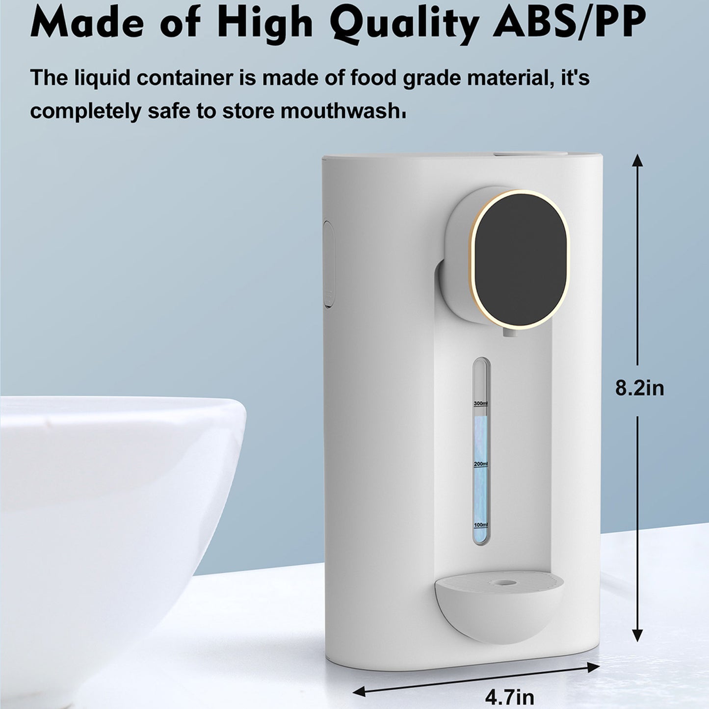 Automatic Mouthwash Dispenser for Bathroom, 18.26 Oz Smart Mouthwash Dispenser for Kids Adult, with Magnetic Cups, 3 Dispensing Levels, USB Charging, Wall Mounted,No Drilli