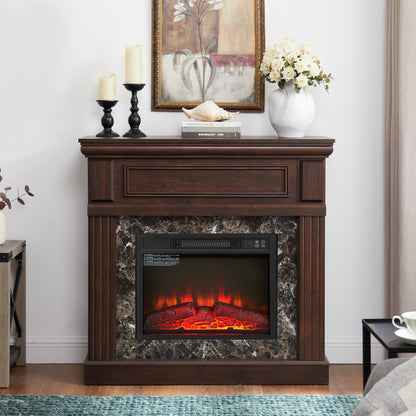 Electric Fireplace with Mantel,fireplace mantel surround with 23" Fireplace Insert, Adjustable Flame, Remote Control, Cherry,41.34"W*14"D*40"H