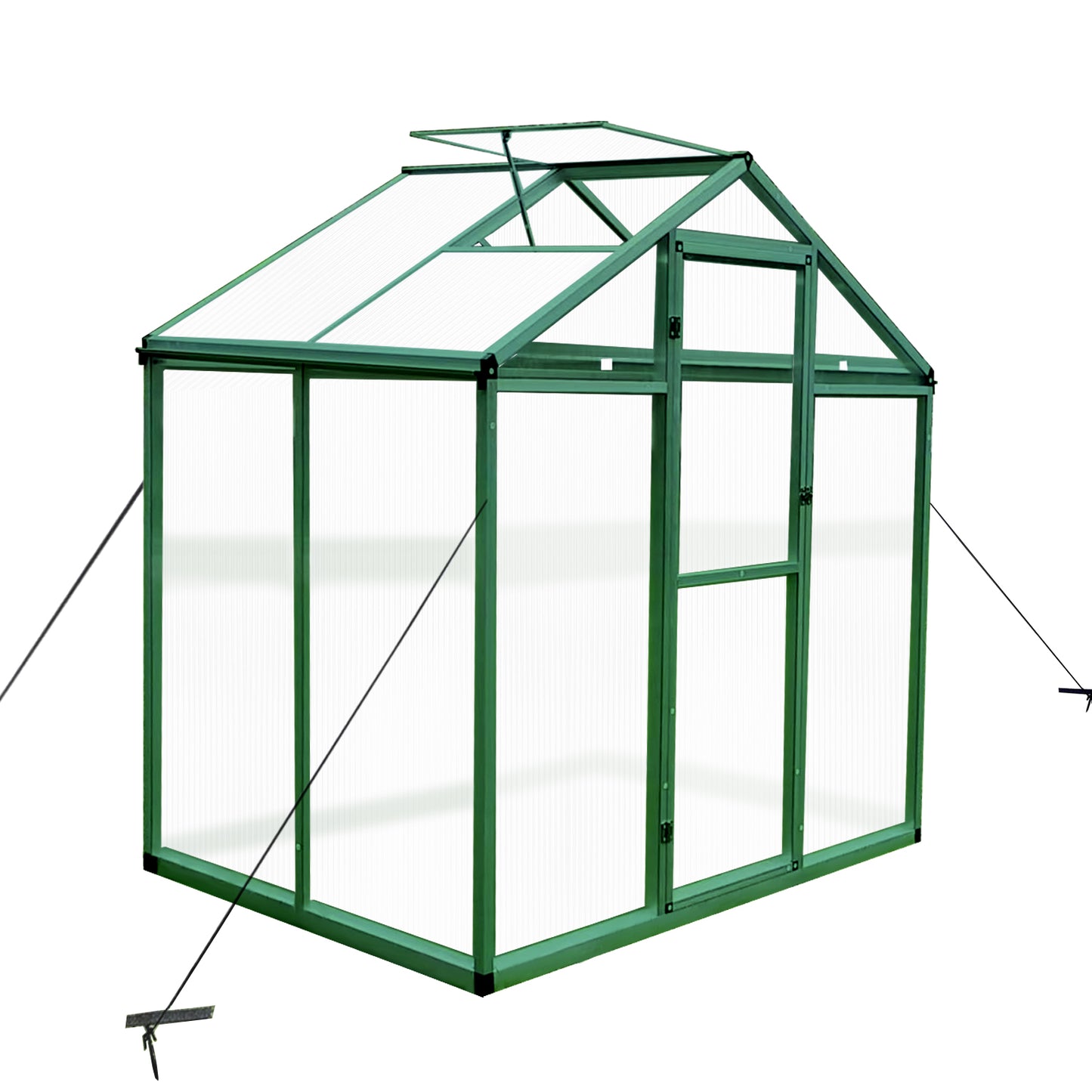 WHATOOK Gain height windproofaluminum greenhouse 6x4 FT Polycarbonate Greenhouse Raised Base and Anchor Aluminum Heavy Duty Walk-in Greenhouses for Outdoor Backyard in All Season