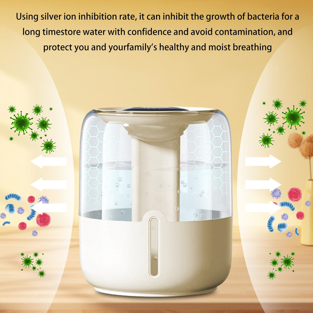 Merryhome Humidifiers for Room,4L Cool Mist Humidifier,Top Fill Smart Cool Mist Air Humidifiers with Nightlight,3-Speed Quiet & Large Vaporizers for Bedroom,Home,Large Room,Baby Nursery and Plants