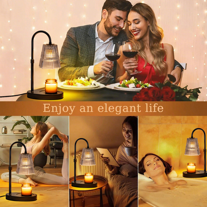 Merryhome Candle Warmer Lamp with Timer,Dimmable & Adjustable Height Wax Melts Warmer,Top Down Melting for All Jar Candles,Valentines Day Gifts for Daughter/Mom/Women,Black (Includes 2 Halogen Bulbs)