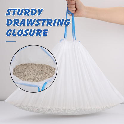 Merryhome Cat Litter Box Liners - 60 Count Jumbo Drawstring Cat Litter Bags, Extra Thick Litter Pan Liners Heavy Duty 25" x 15"
