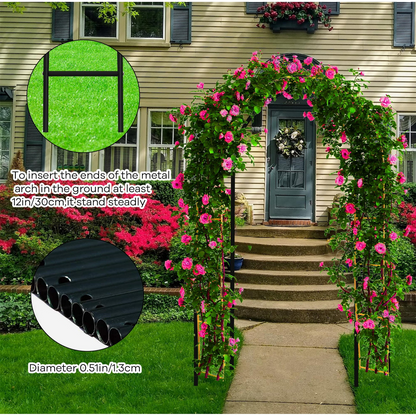 Merryhome Patio Garden Arch Trellis,Wedding Garden Arch,Metal Arch Frame,Pumpkin Archway Outdoor Garden Arbors and Arches for Halloween Christmas Birthday Party Wedding Decoration,7.87x4.6x1.24 Ft(Black)