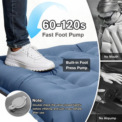 Merryhome Camping Sleeping Pad,Extra-Thick Camping Mat with Pillow,Built-in Foot Pump Inflatable Sleeping Pads Ultralight for Camping Backpacking Hiking Traveling Tent（Single,Blue）