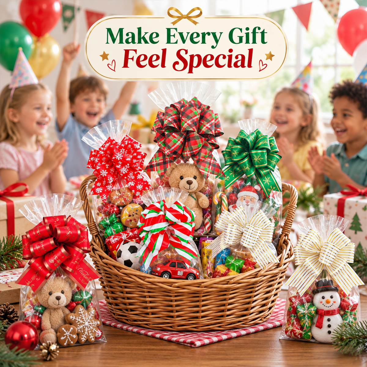 Gift Pull Bows, 12 Pack Christmas Ribbon Gift Bows, Decorative Gift Bows Ideal for Christmas Gift Wrapping, Christmas Decorations, Birthday Wrapping, Holiday Decorations and Floral Arrangements