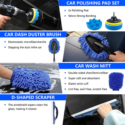Merryhome 33Pcs Car Detailing Kit,Car Detailing Brush Set,Car Windshield Cleaning Tool,Professional Car Care kit - Car Wash Brush kit for Interior,Exterior,Wheels