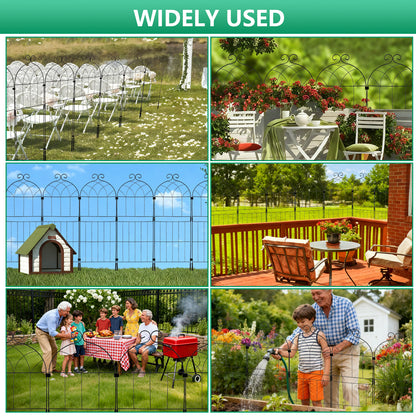 Decorative Garden Fence 10 Pack,Garden Trellis for Climbing Plants, 38.3in H x 12in W Metal Panel, Outdoor Wrought Iron Trellis for Vines, Flowers, Vegetable Garden Support