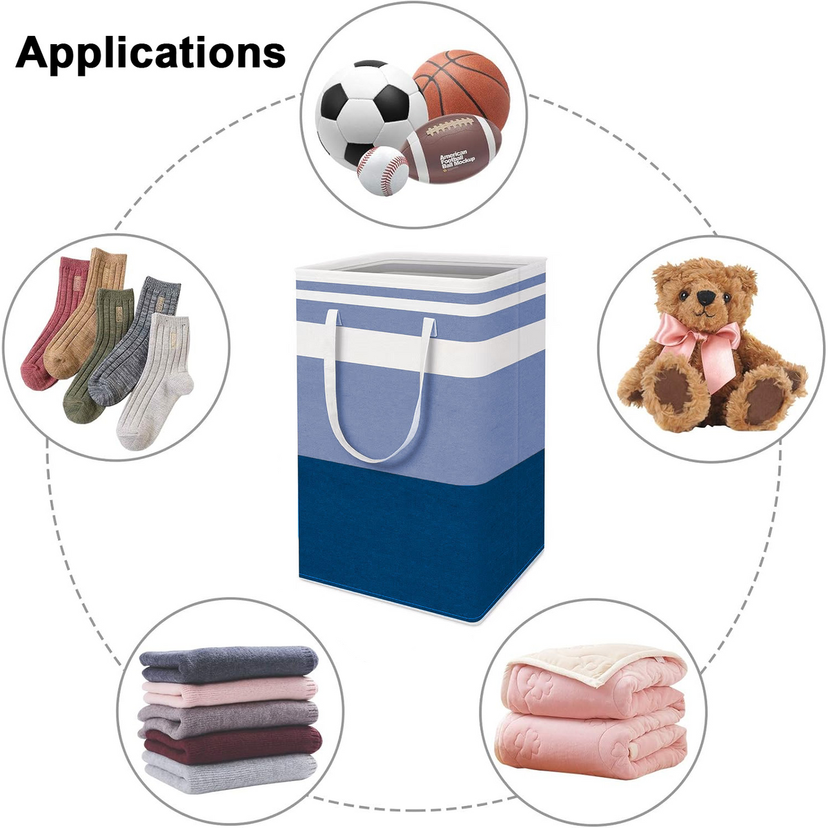 PUCACHI 2 Pack 100L Laundry Hamper Collapsible-Large Laundry Baskets,Freestanding Waterproof Clothes Hamper with Easy Carry Handles in Laundry Room Bedroom Bathroom College Dorm for Adults,Blue