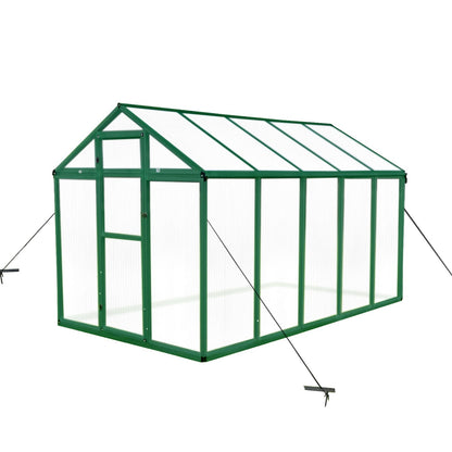 WHATOOK Gain height windproofaluminum greenhouse 6x10 FT Polycarbonate Greenhouse Raised Base and Anchor Aluminum Heavy Duty Walk-in Greenhouses for Outdoor Backyard in All Season