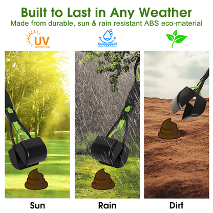 Foldable Dog Pooper Scooper, 23" Long Handle, Leak-Proof & Compact Pet Waste Picker, Plastic, Green – For Large & Small Dogs, Grass or Yard Use