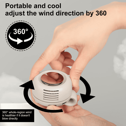 SPORTS JOY Whirlwind Cooling Fan, 2 in 1 Clip Waist Neck Fan, 3 Speeds USB Rechargeable Bladeless Electric Fan, 360° Rotation Personal Shirt Fan for Office, Gym, Travel, Camping, Gift (Milky White)