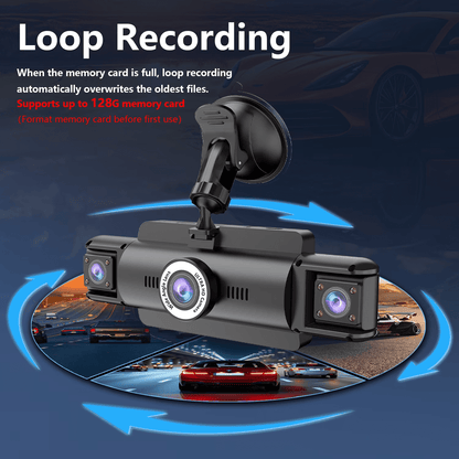 4 Channel Dash Cam,4K 360 Full View Front Rear Left Right Car Camera, 2.4GHz WiFi App, Night Vision, G-Sensor, Loop Recording, 64GB Card