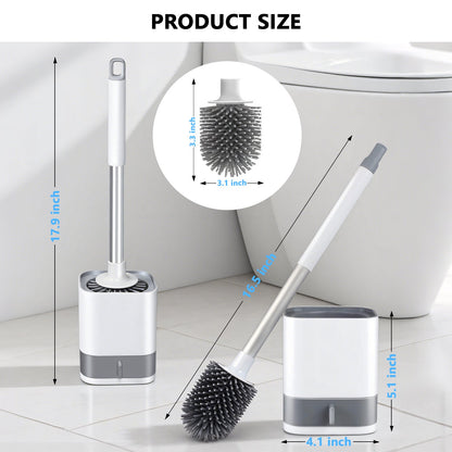 Toilet Brush with Wall Mount and Water Drawer – Long Handle Silicone Cleaner for Quick Dry Bathroom Cleaning