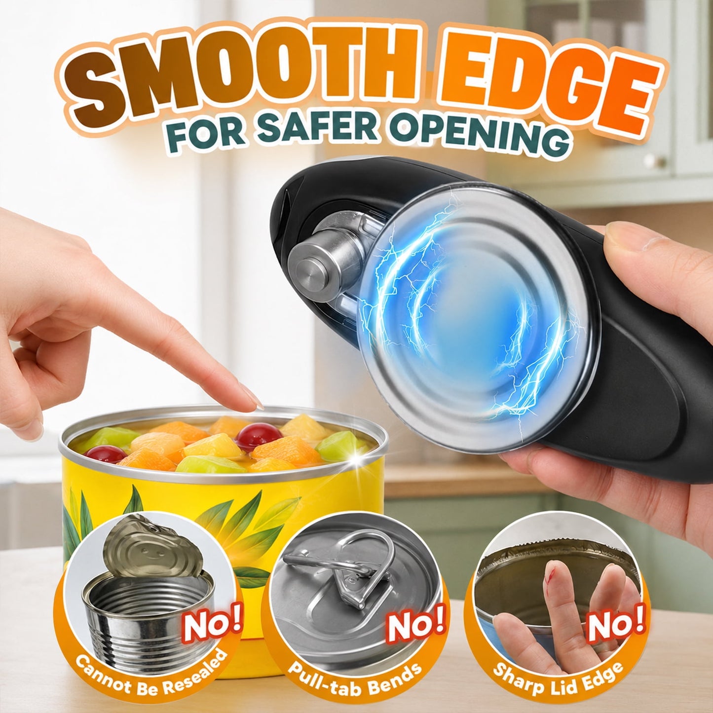 Electric Can Opener, One-Touch Automatic USB Rechargeable Hands-Free Can Opener with Smooth Edge for Seniors with Arthritis, Fits Most Can Sizes, Black
