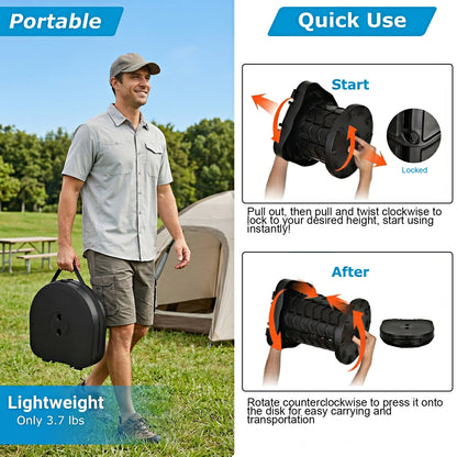 Merryhome Portable Toilet for Camping, 3-13.6 in Adjustable Folding Camping Toilet for Adults, Heavy Duty with Anti-Collapse Lock and Carry Bag for Travel, Hiking, Fishing and Car Use