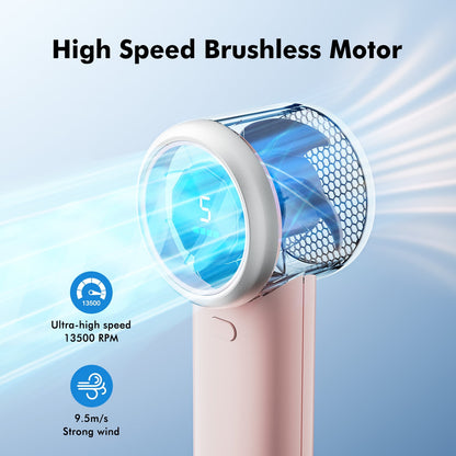 Portable Handheld Fan, 4000mAh USB Rechargeable Mini Fan with 5 Speeds, Powerful Personal Cooling Fan, Small Pocket Fan for Travel, Office, Outdoor, Pink